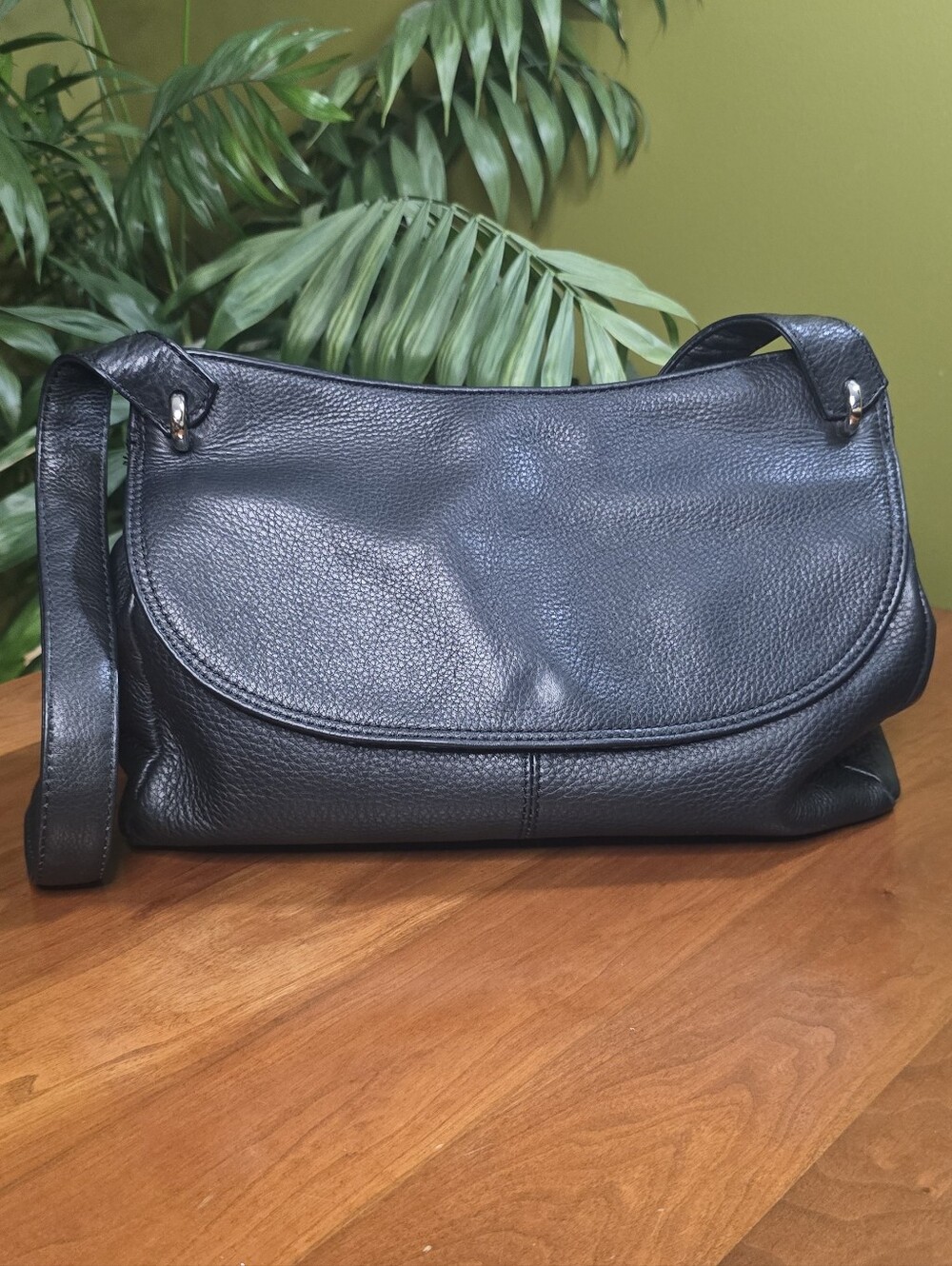 Rolfs Black Pebbled Leather Bag